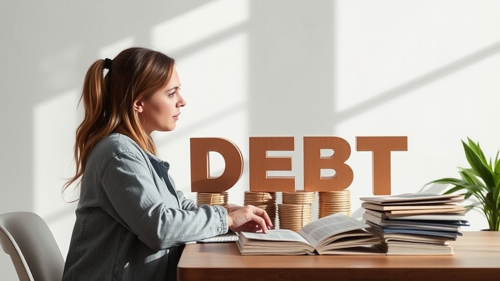 infographic illustrating common types of debt, including credit, student loans, and mortgages