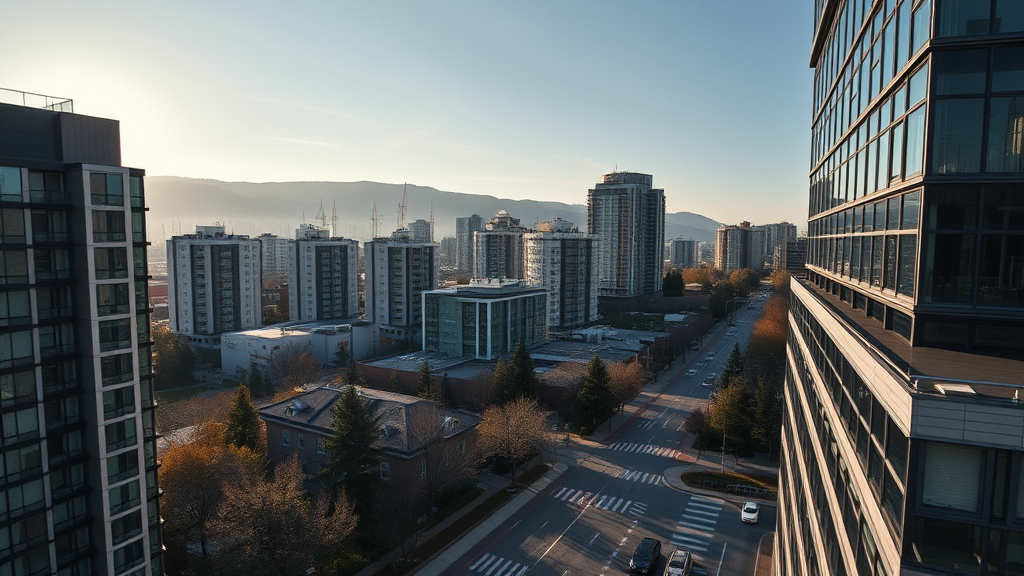 Burnaby city skyline with symbols of debt relief and financial wellness. Debt solutions available.