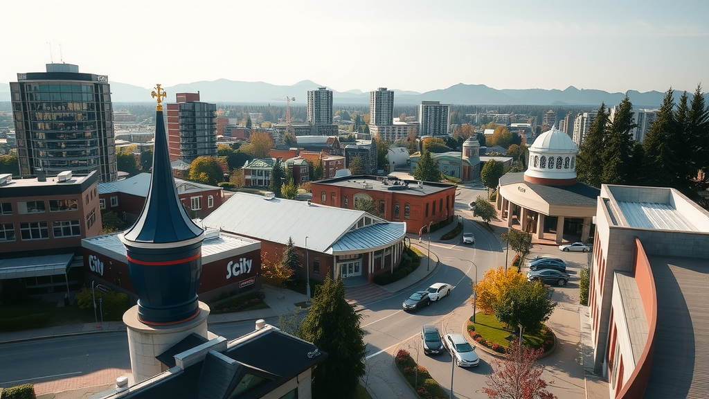 Image of Surrey’s vibrant community showcasing parklands and cultural events, highlighting urban living and debt relief challenges.