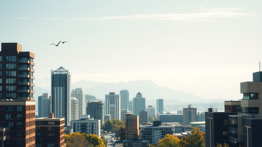 Vancouver cityscape showcasing outdoor activities and the financial challenges of debt relief amid high living costs. Debt solutions available.