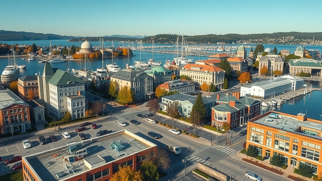 Victoria waterfront view with lush parks, showcasing the city’s charm and high cost of living challenges like debt relief.