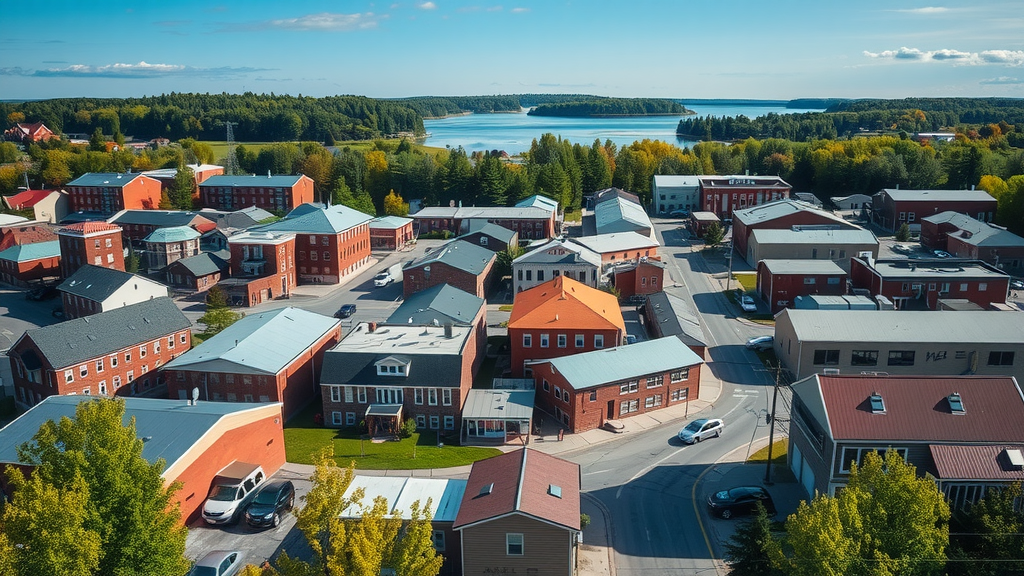 Image of Bathurst’s scenic landscape highlighting its Acadian culture and community amidst local economic challenges. Debt solutions available.