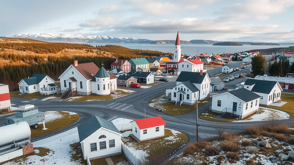 Coastal view of Marystown showcasing its deep-water harbor and vibrant community life amidst financial challenges. Debt solutions available.