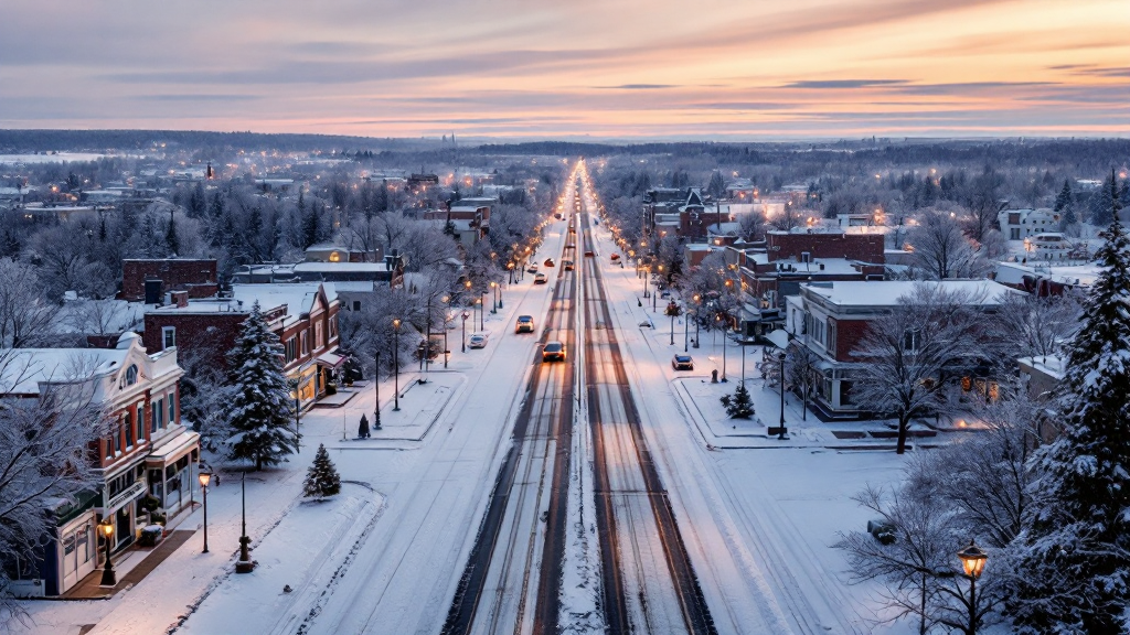 Owen Sound cityscape featuring resources for debt relief and financial advice services. Debt solutions available.