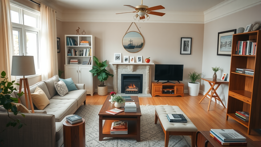 Image showing a cozy living room with essential furniture, illustrating debt collection exemption laws in Canada.